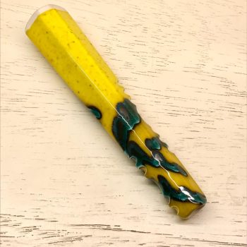 CHILLUM DOPPIA COTTURA GIALLO SCANALATO- 17 cm BH