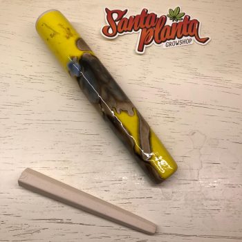CHILLUM DOPPIA COTTURA GIALLO FUME' - 18 cm BH