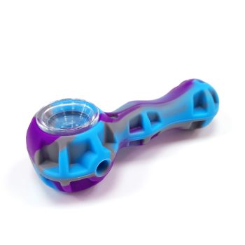 Pipa Silicona Dabber Glass Bowl Purple Blue 10 Cm
