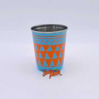 Bicchiere Dipinto A Mano Azzurro E Arancio