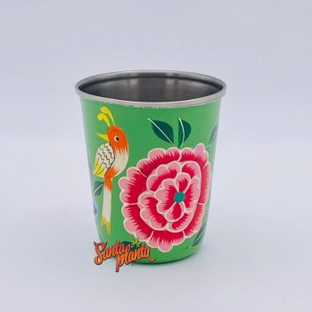 Bicchiere Dipinto A Mano Uccellino Verde