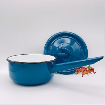 Casseruola Con Manico Lungo E Tappo Blu Aperto