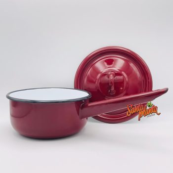 Casseruola Con Manico Lungo E Tappo Rosso Aperto